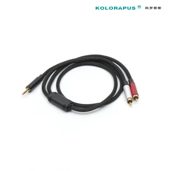 Kolorapus Cable auxiliar de 3,5 mm a 2 RCA Auriculares con cable Cable de audio 2RCA